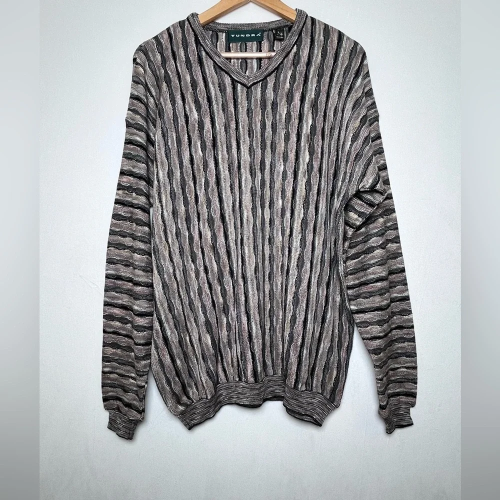 Tundra Vintage Men’s Canada Coogi Style 3D Knit Sweater L Textured 90s